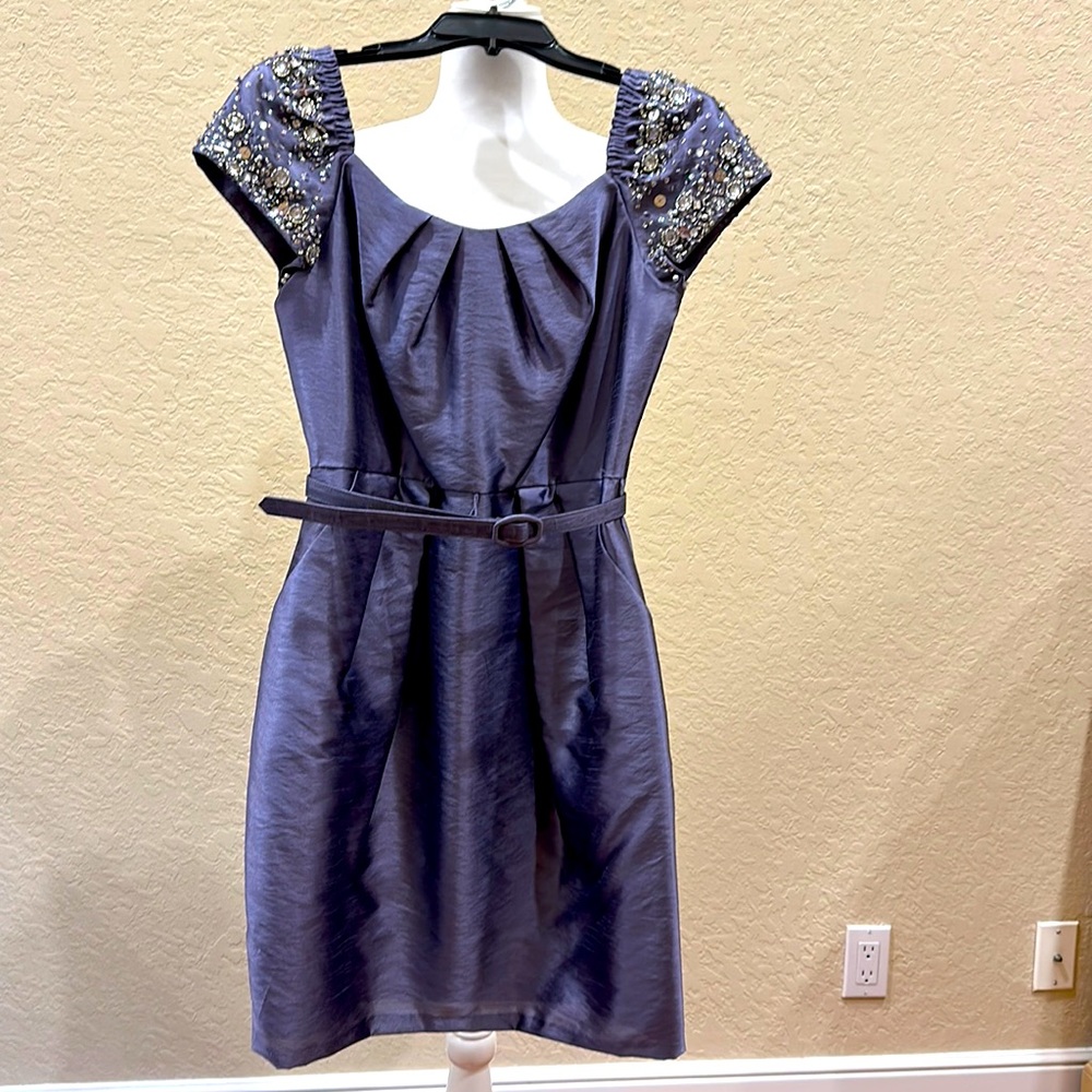 Alex Evenings Cocktail dress w/ silver beading on shoulders